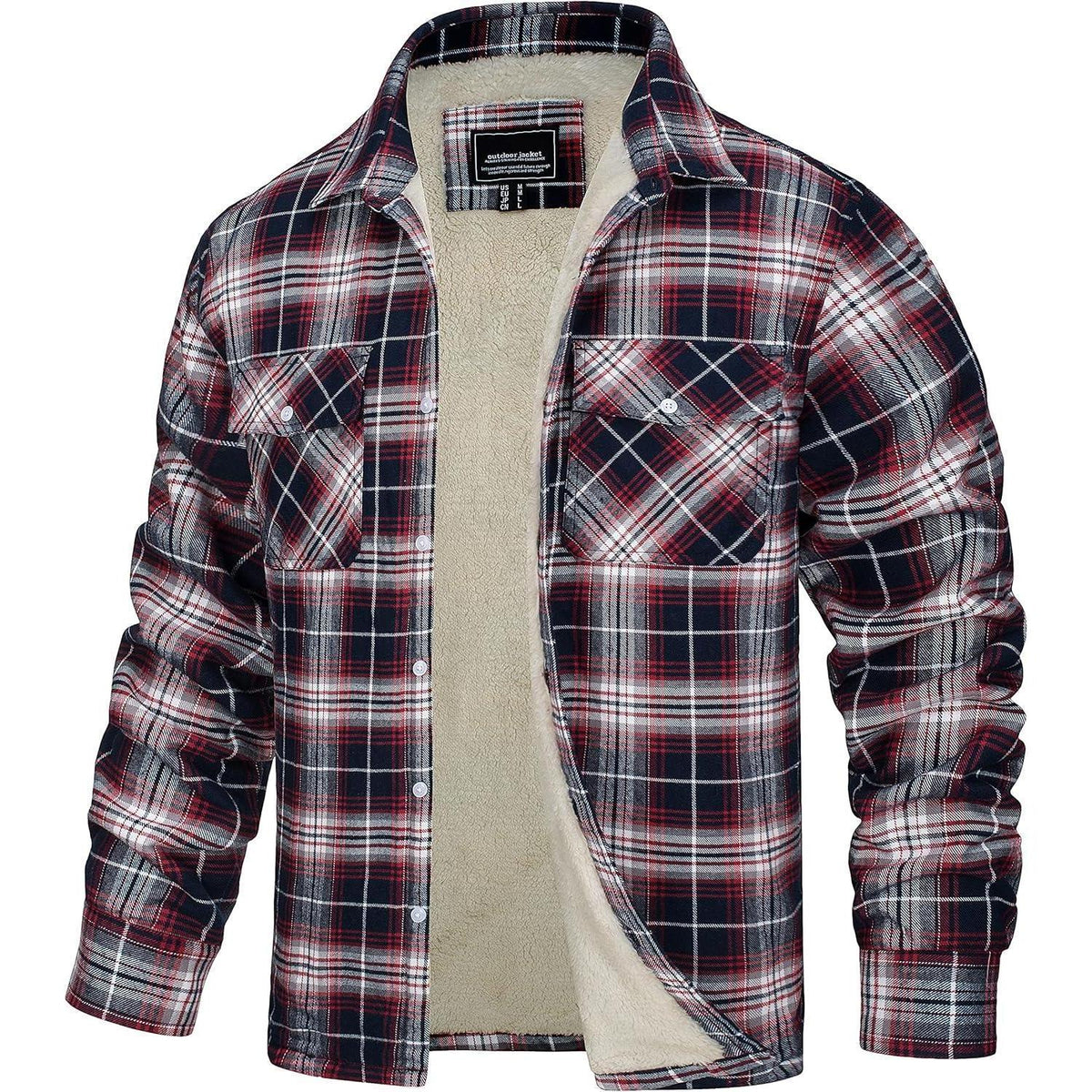 Herren Thermohemd Rot Weiß mit Innenfleece