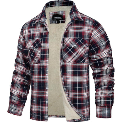 Herren Thermohemd Rot Weiß mit Innenfleece