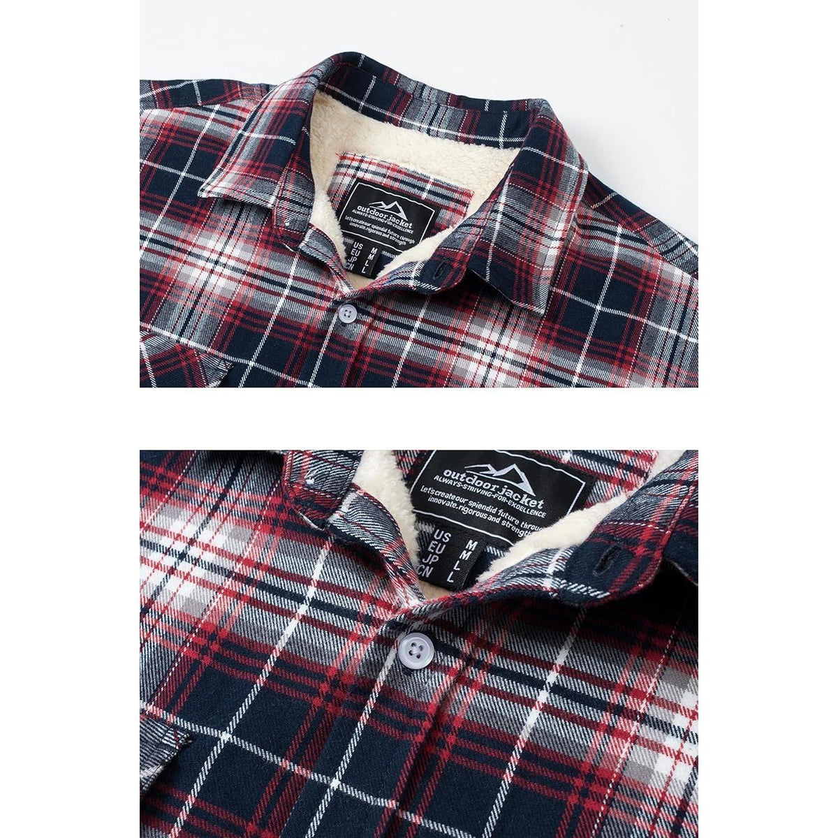 Herren Thermohemd Rot Weiß mit Innenfleece