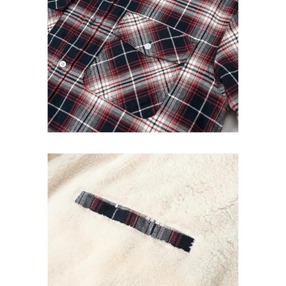 TACVASEN Herren Fleece Flanellhemd Winter Thermo Jacke Rot Weiß