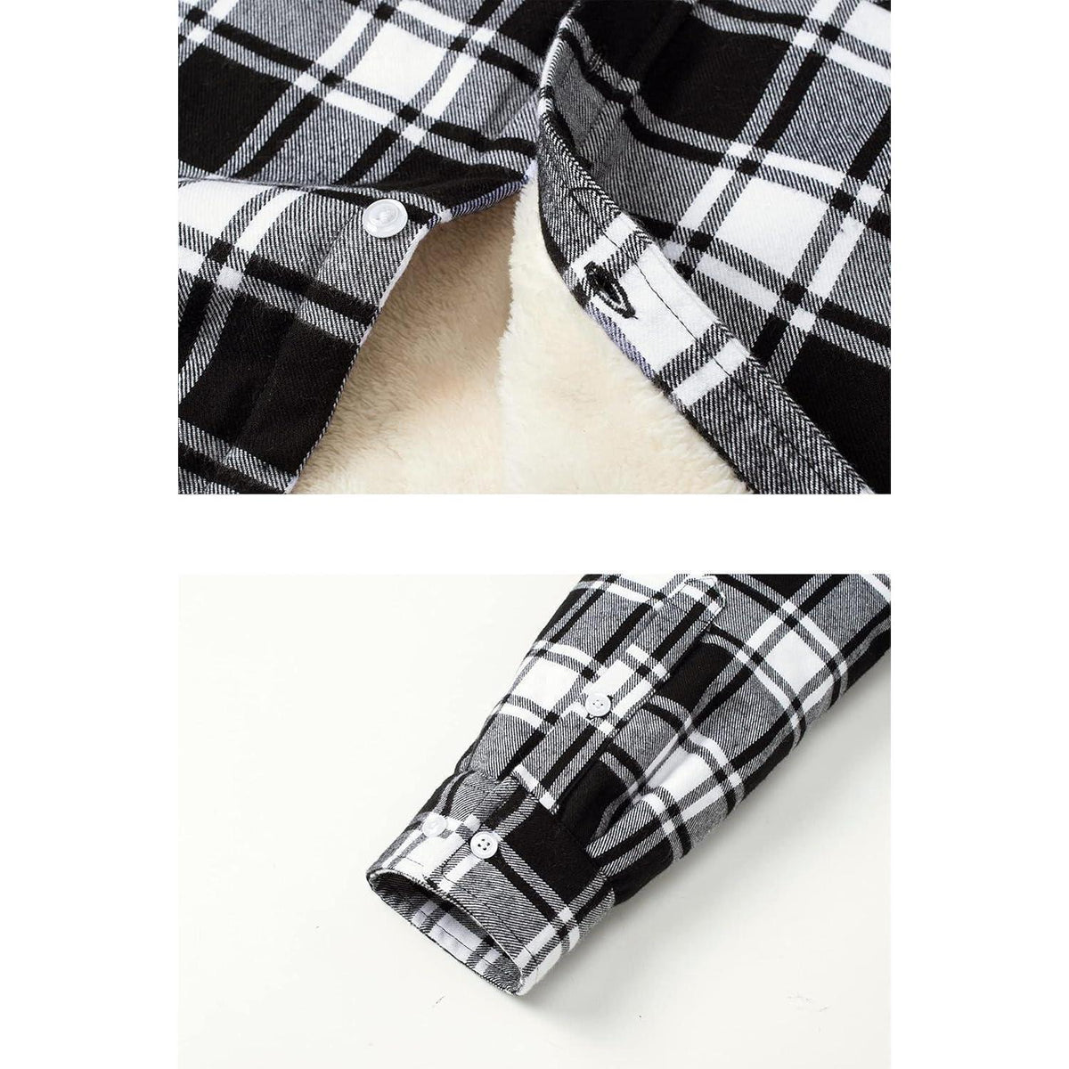 Herren Thermohemd mit Innenfleece, Karomuster, Schwarz XXL