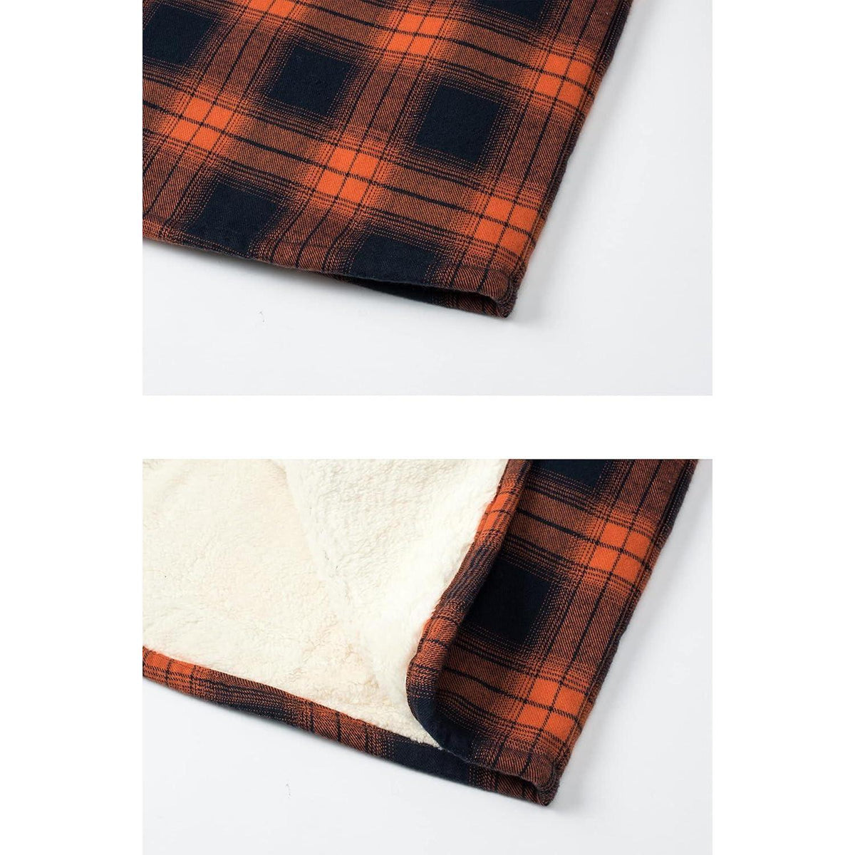 Herren Fleece Flanellhemd Warmes Holzfällerhemd Orange