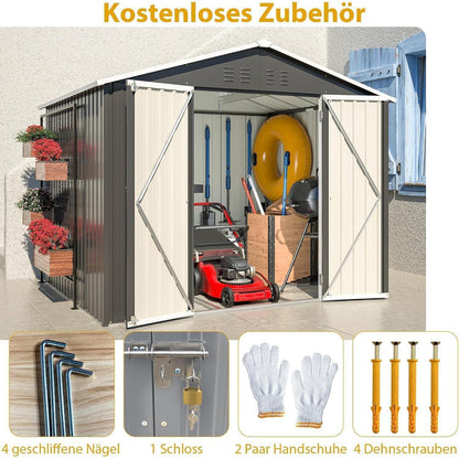 Großes Gerätehaus Metall 240x192x191 cm mit Fundamentrahmen