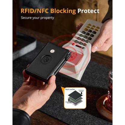 YESIIW RFID Geldbörse Herren Kartenhalter AirTag schwarz