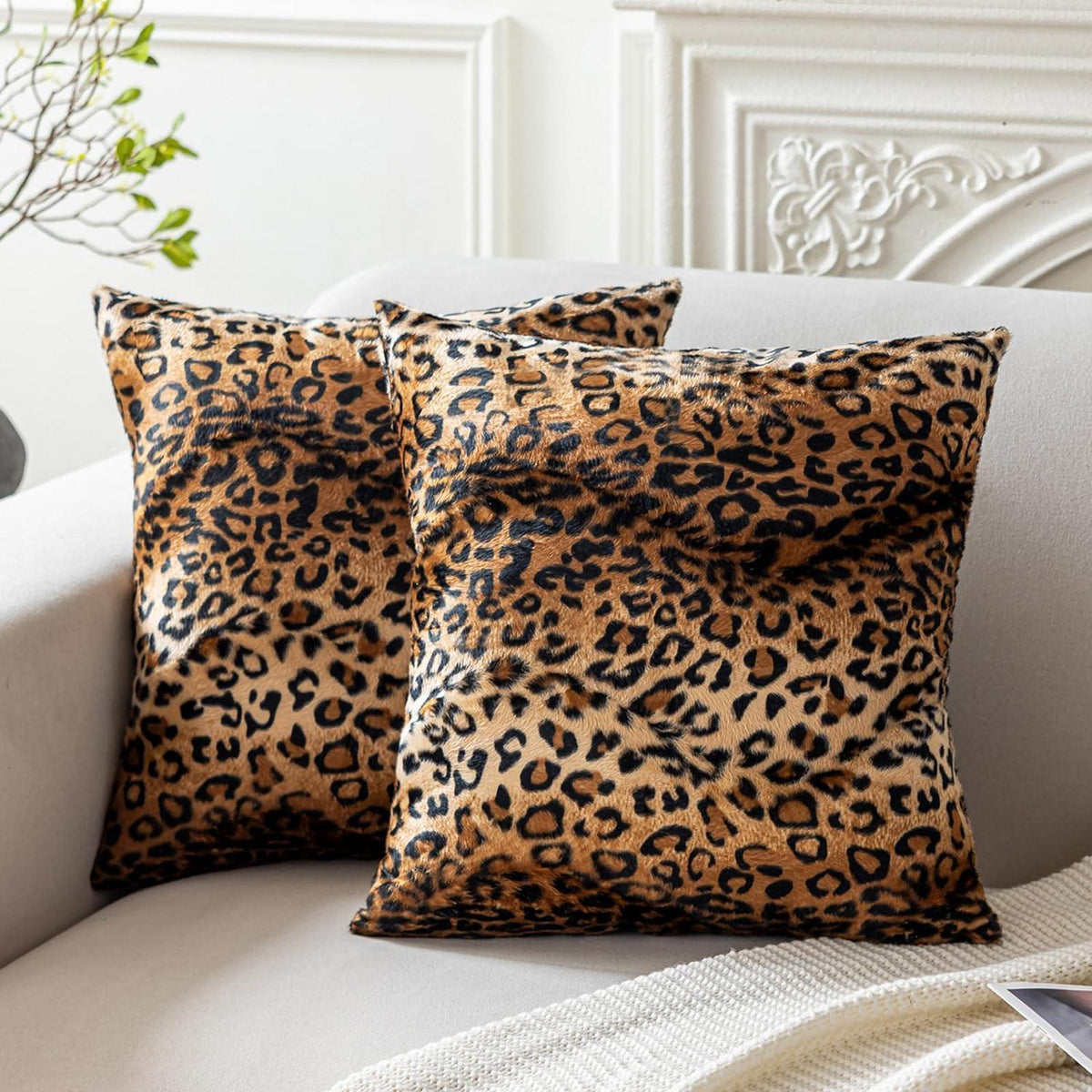 Leoparden Kissenbezüge 2er-Set – Weicher Samt-Tierprint