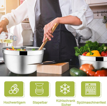 Rührschüssel Set Edelstahl Salatschüssel Luftdichtem Deckel