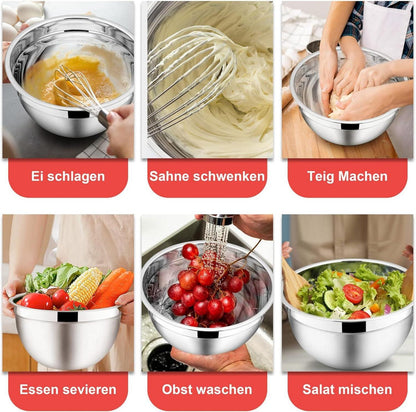Rührschüssel Set Edelstahl Salatschüssel stapelbar mit