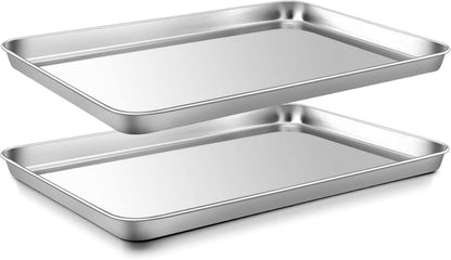 2er Set Edelstahl Backblech 40.5x30.5x2.5cm - Ungiftig & Gesund