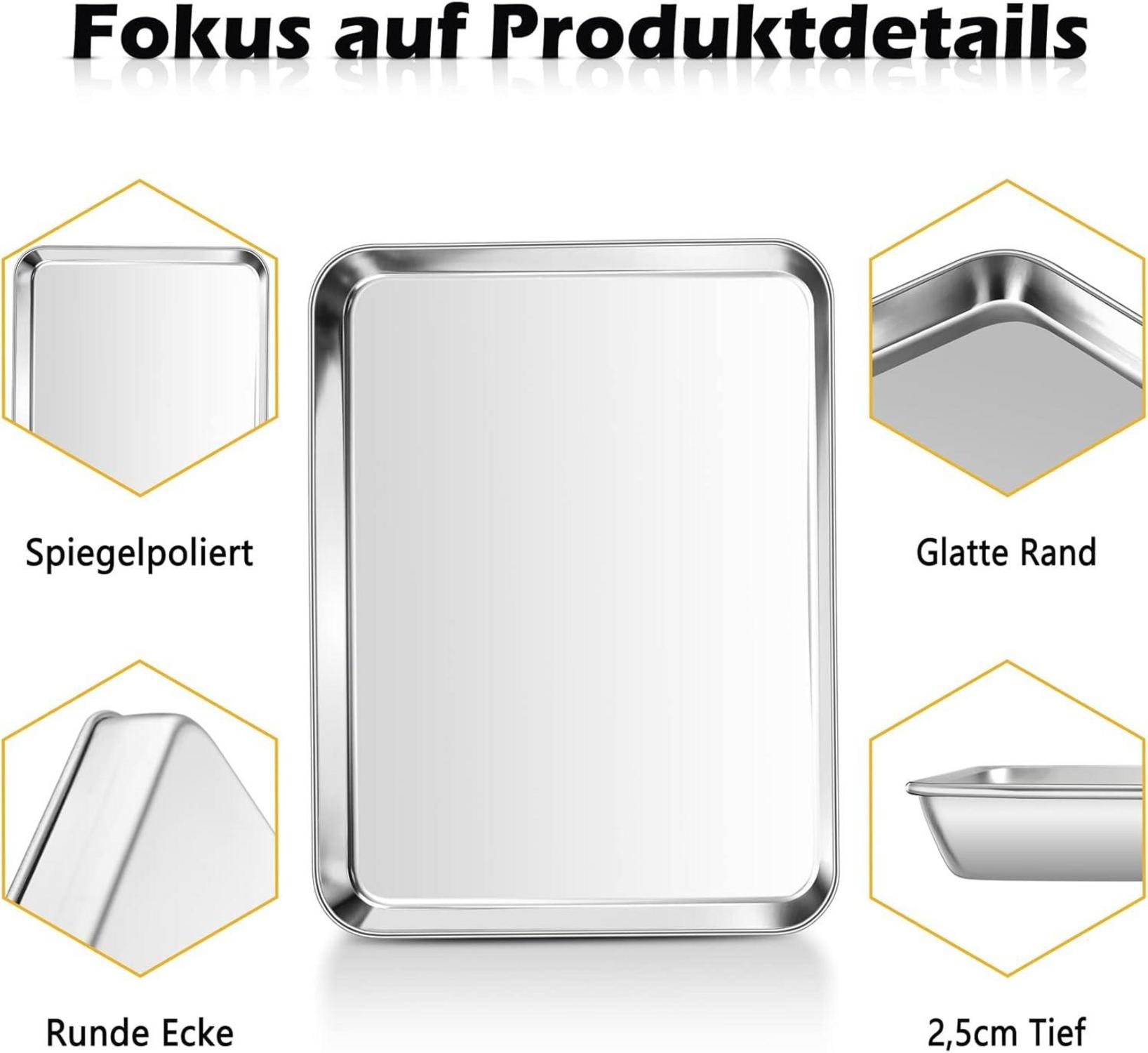 2er Set Edelstahl Backblech 40.5x30.5x2.5cm - Ungiftig & Gesund