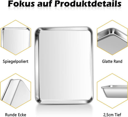 2er Set Edelstahl Backblech 40.5x30.5x2.5cm - Ungiftig & Gesund
