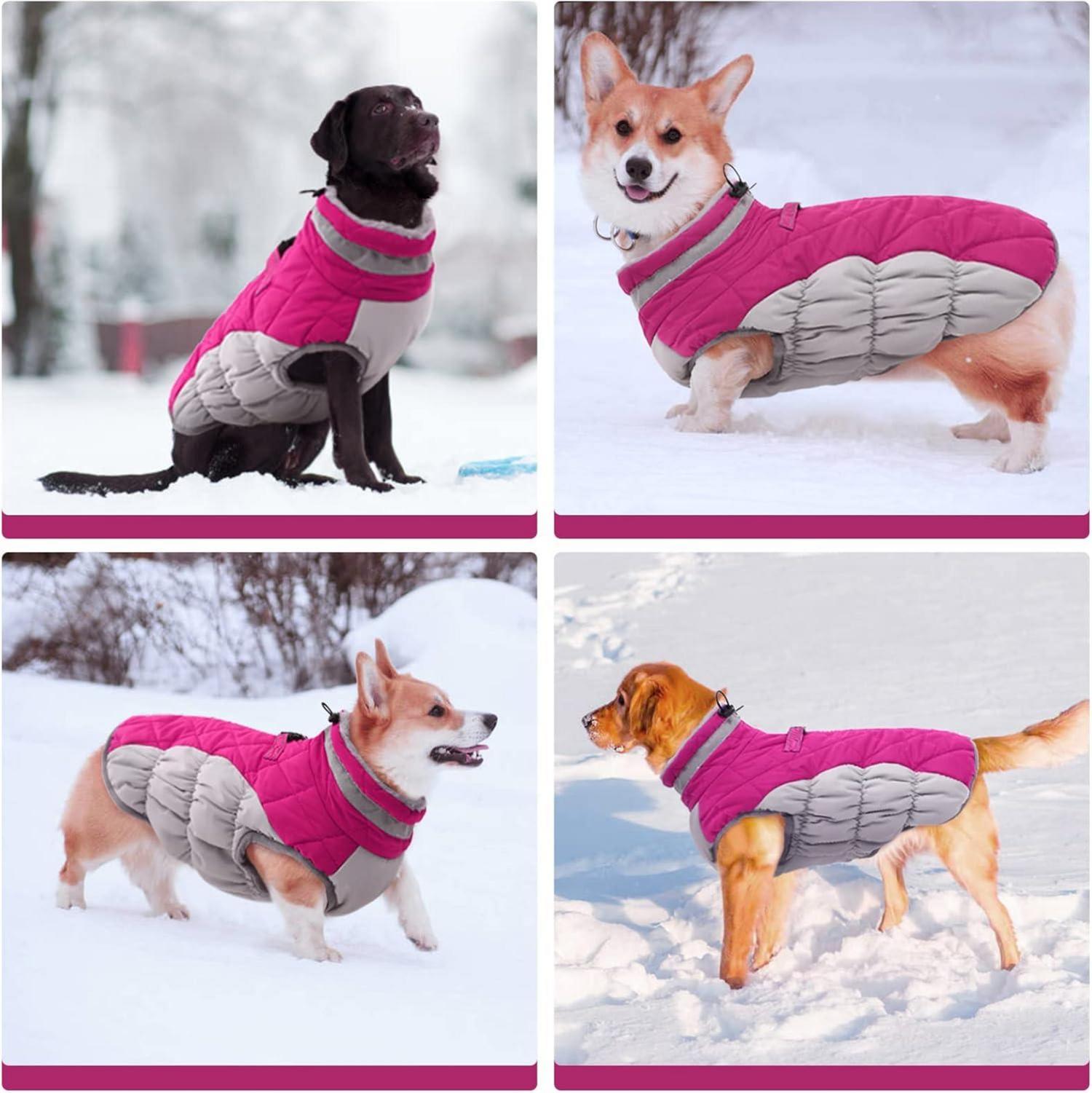 Hundemantel Kuoser Wasserdicht Winter Jacke Fleece Gefüttert XXL Pink