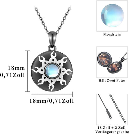 TRISHULA 925 Sterling Silber Sonne Mondstein Halskette