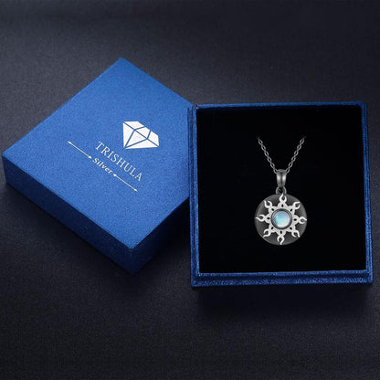 TRISHULA 925 Sterling Silber Mondstein Hundepfoten Lebensbaum Sonnen Kristall Halskette
