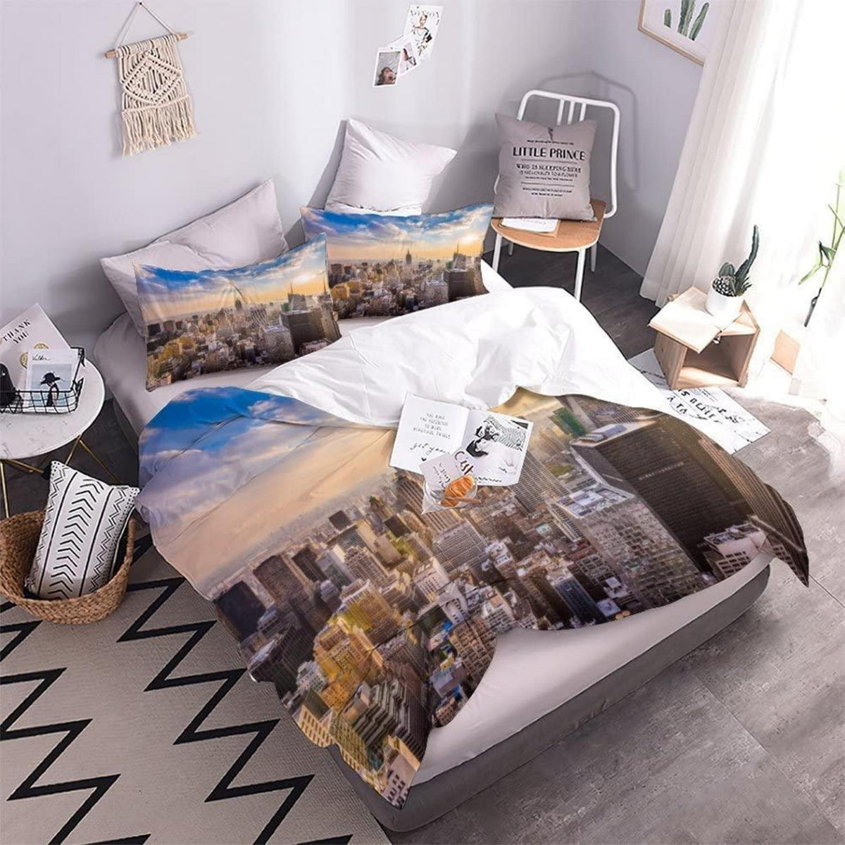 Skyline New York Bettwäsche-Set 155x220 | 3D Stadt-Landschaft