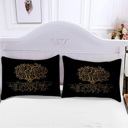 3D Goldener Baum Bettwäsche-Set 220x240 + 2x 80x80 cm