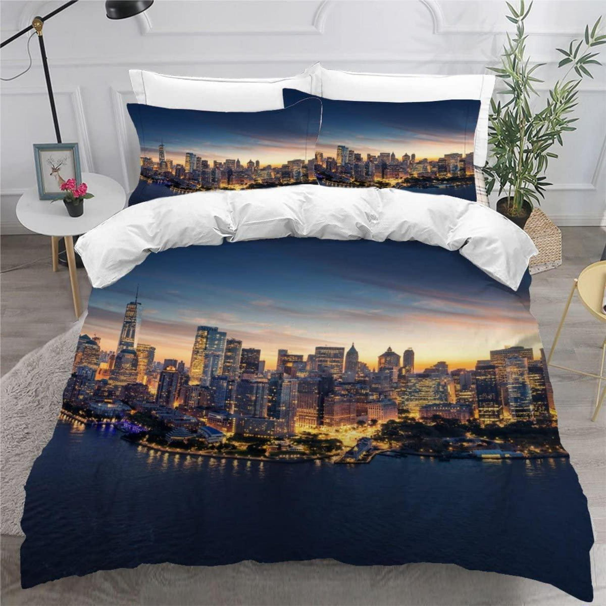 Skyline New York Bettwäsche-Set 155x220 | 3D Stadt-Landschaft