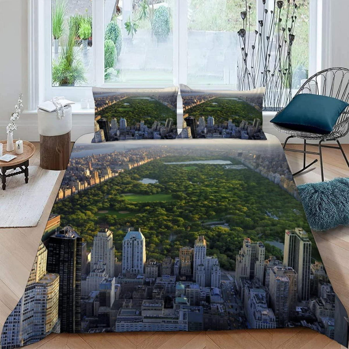 Manhattan New York Bettwäsche Set 220x240 - 3-teilig mit Kissenbezügen