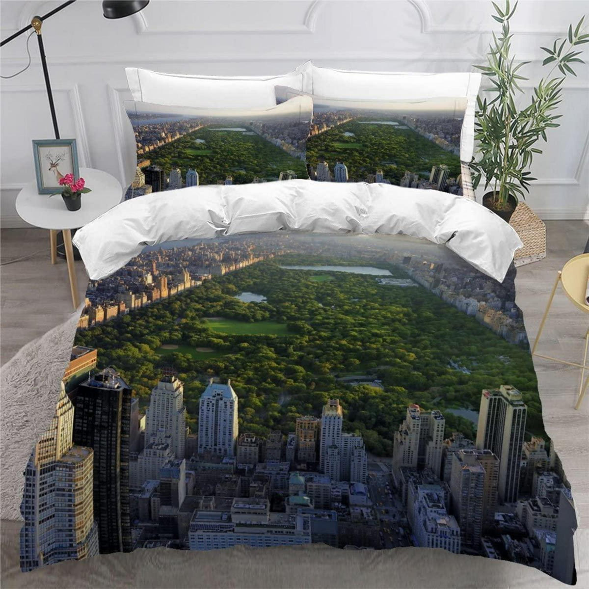 Manhattan New York Bettwäsche Set 220x240 - 3-teilig mit Kissenbezügen