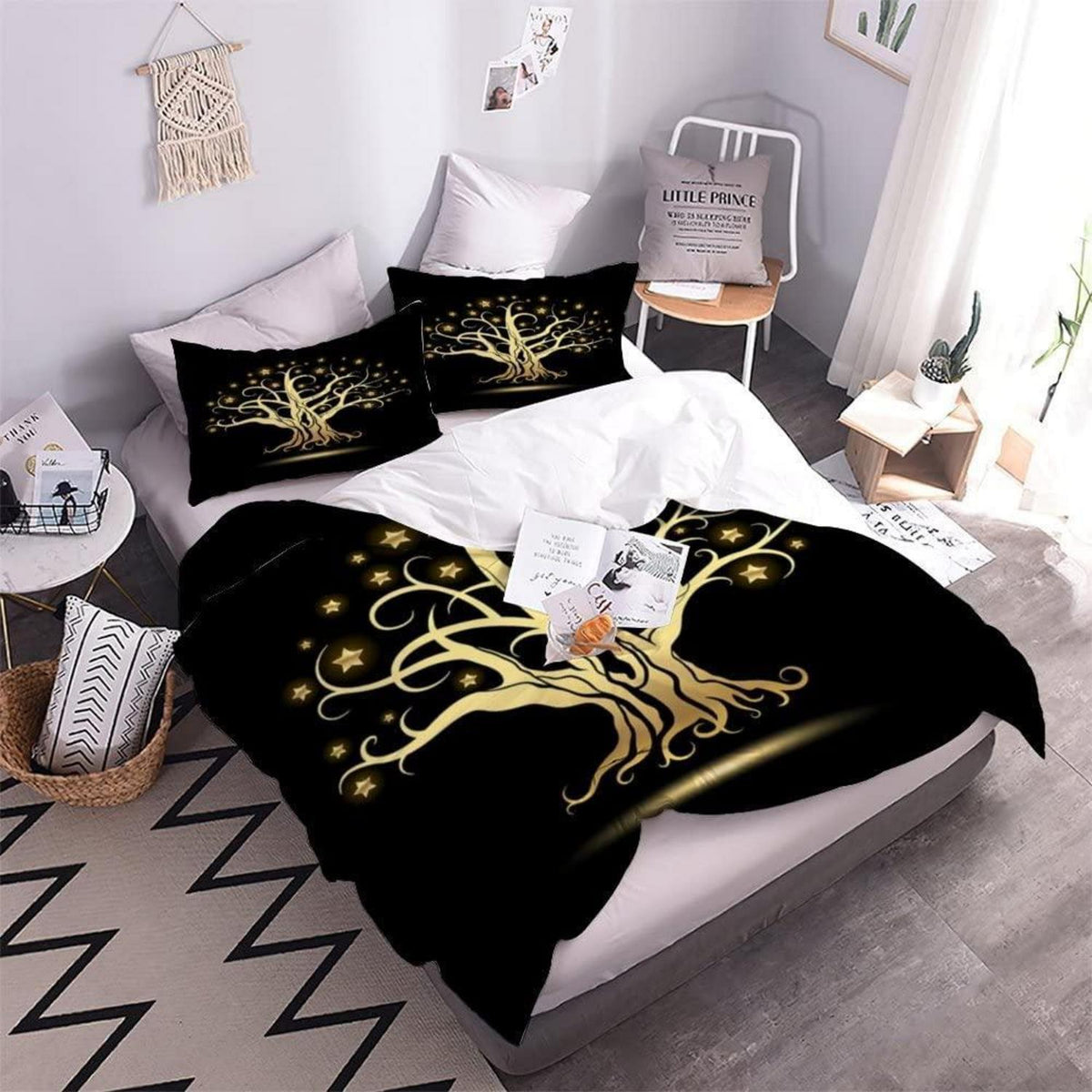 3D Bettwäsche-Set Goldener Baum des Lebens 220x240 cm
