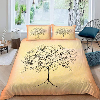 3D Bettwäsche-Set 220x240 Baum Silhouette Mikrofaser