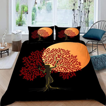 3D Vollmond-Baum Bettwäsche-Set 220x240 cm mit 2 Kissenbezügen