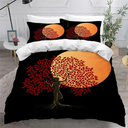 3D Vollmond-Baum Bettwäsche-Set 220x240 cm mit 2 Kissenbezügen