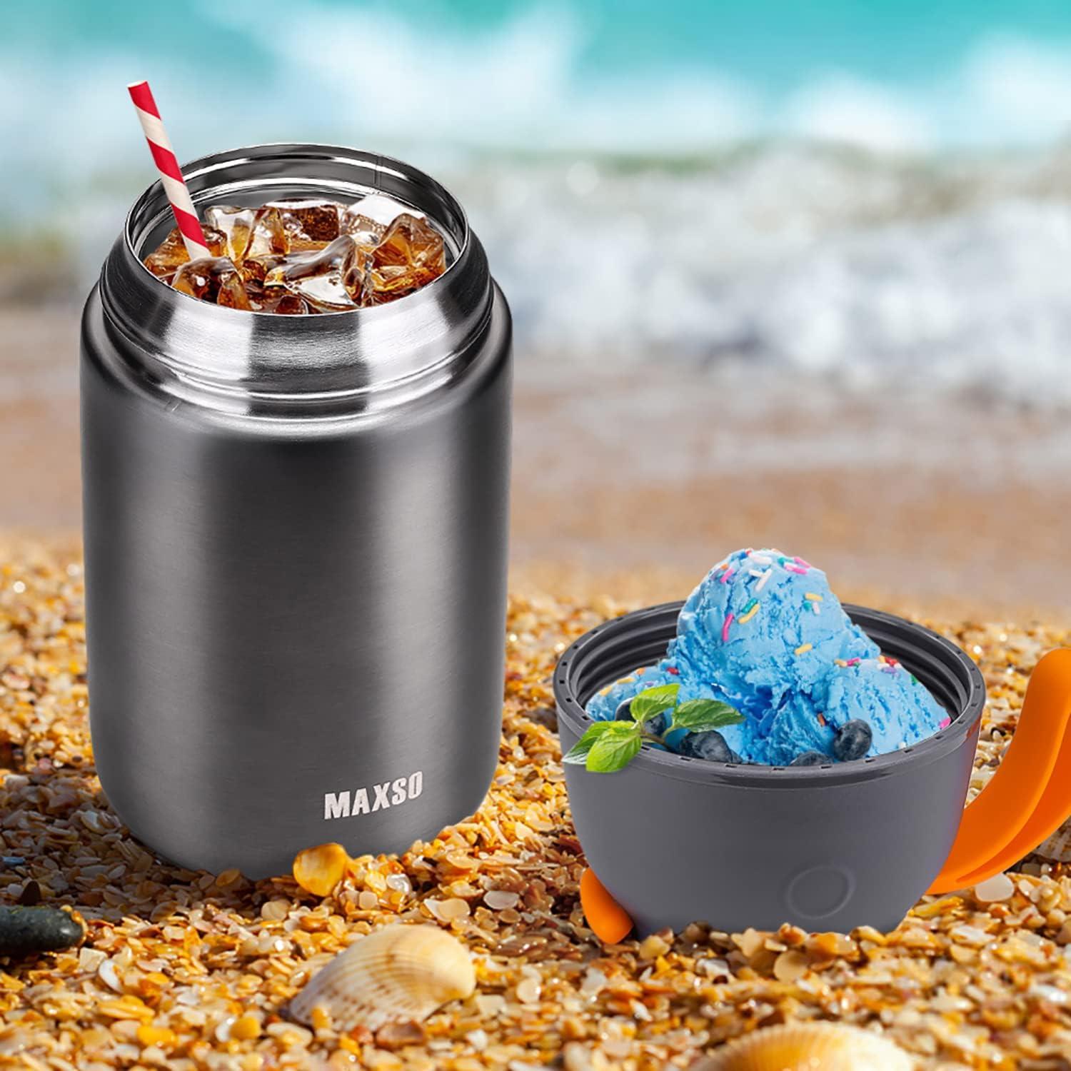Thermobehälter 500ml 700ml Edelstahl Warmhaltebecher faltbaren Löffel