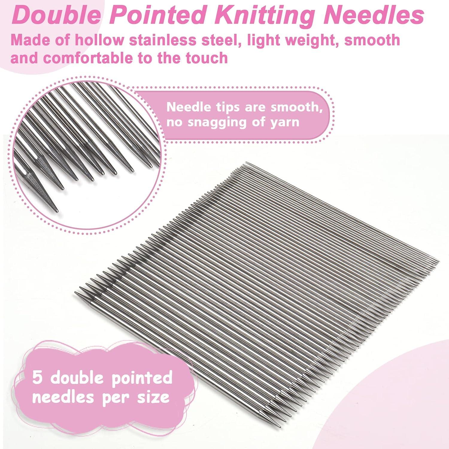 Edelstahl Stricknadeln Set Doppelspitz 2mm 6,0mm 55-teilig