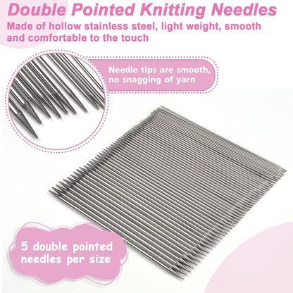 Edelstahl Stricknadeln Set Doppelspitz 2mm 6,0mm 55-teilig