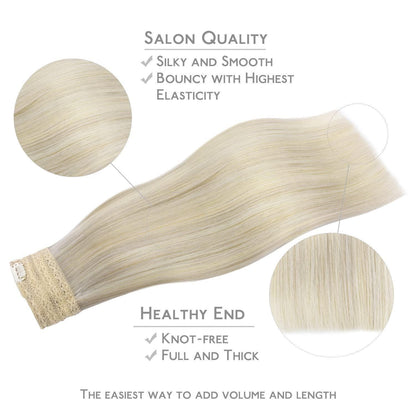 Echthaar Haarverlängerung Aschblond Highlights 30cm