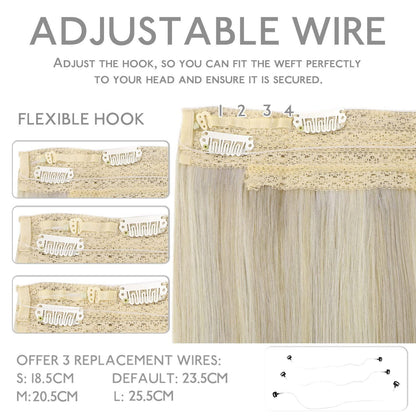 Echthaar Haarverlängerung Aschblond Highlights Platinblond 35cm