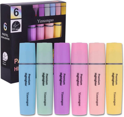 Pastel Textmarker Markierungsstift Meißelspitze 6 Farben