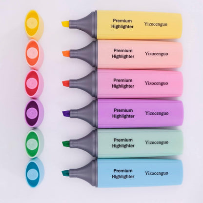 Pastel Textmarker Set, 6 Farben, Meißelspitze, Schule Büro Kinder, Highlighter