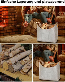 Yamagahome XXL Kaminholzkorb 2er Set Filztasche 45x32x40cm