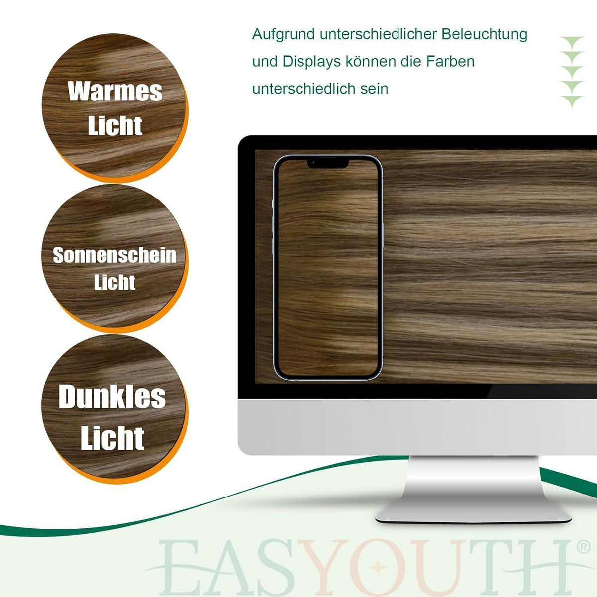 Echthaar Zopf Extension Mittelbraun & Blond 40cm