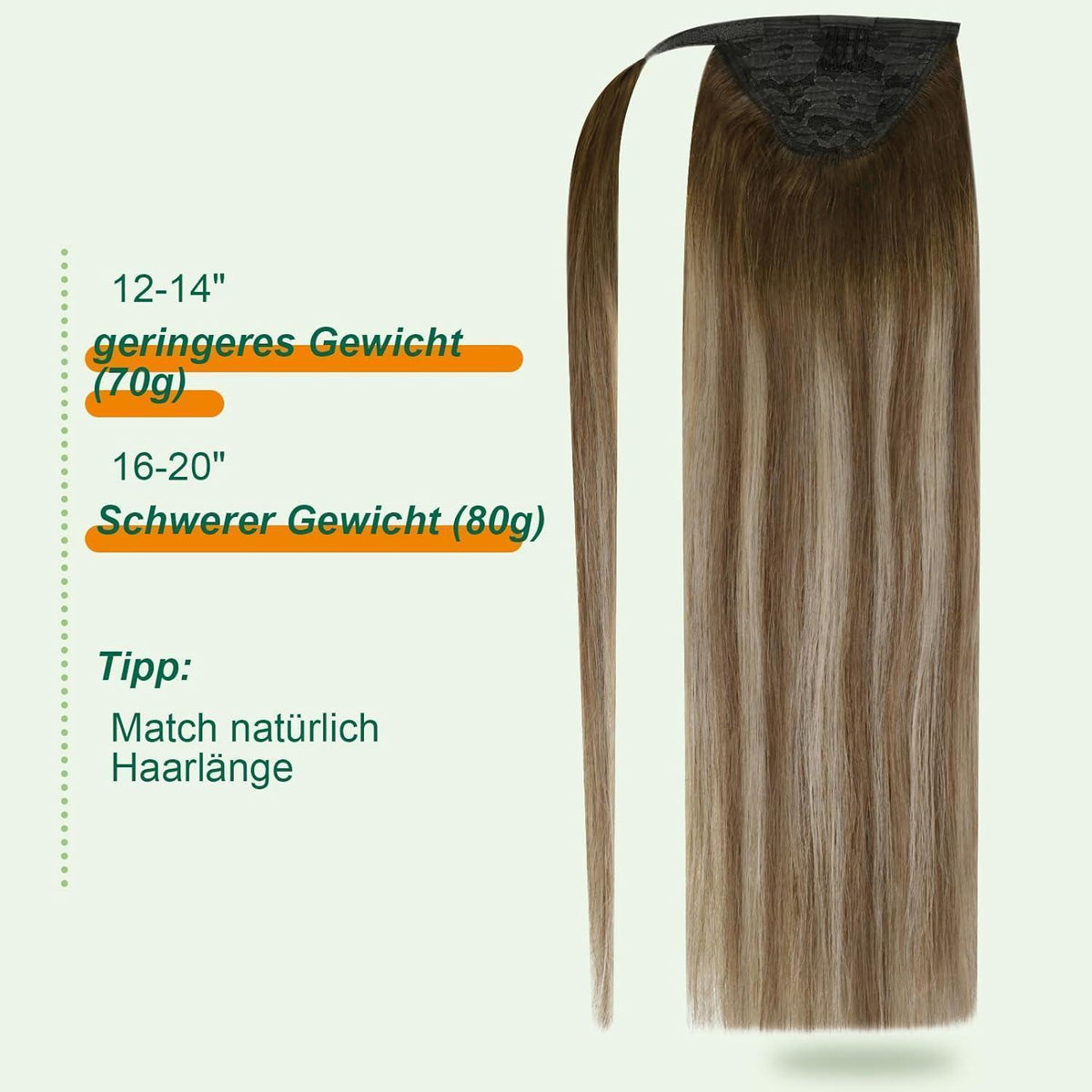 Echthaar Zopf Extension – Dunkelbraun Mix, 35cm
