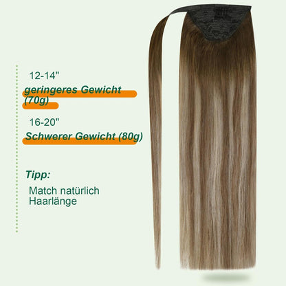 Echthaar Zopf Extension – Dunkelbraun Mix, 35cm