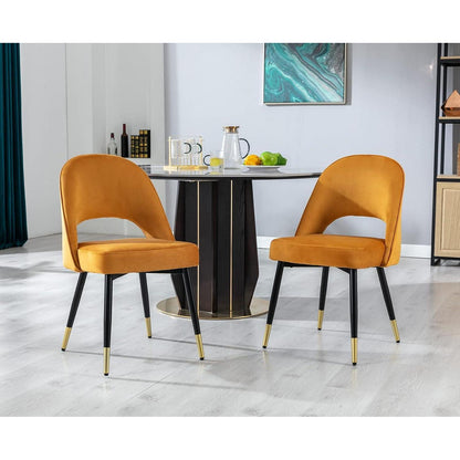 Samt Esszimmerstühle 2er Set – Modern & Komfortabel (Gelb)