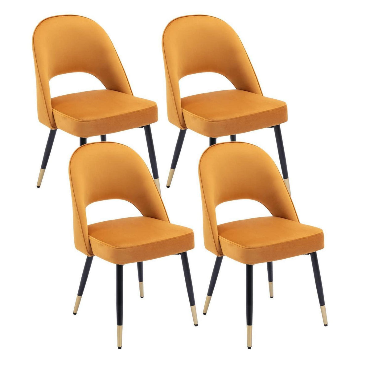 Samt Esszimmerstühle 4er Set – Modern & Komfortabel (Gelb)
