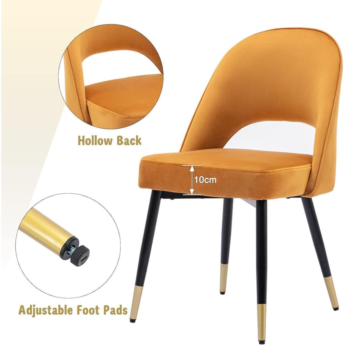 Samt Esszimmerstühle 4er Set – Modern & Komfortabel (Gelb)
