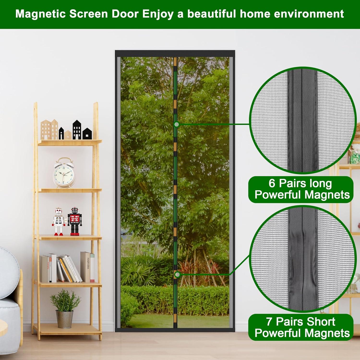Fliegengitter Tür Magnet 80x210cm Insektenschutz Balkontür Schwarz