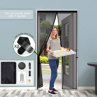 Fliegengitter Tür Magnet Insektenschutz Verdickter Schwarz 90x220cm