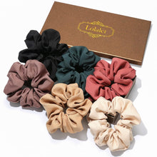 6er Set Haargummis Damen Mädchen Stoff 6 Farben Schwarz