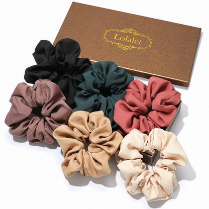 6er Set Haargummis Damen Mädchen Stoff 6 Farben Schwarz