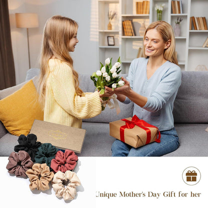 6er Set Haargummis Damen Mädchen Stoff 6 Farben Schwarz