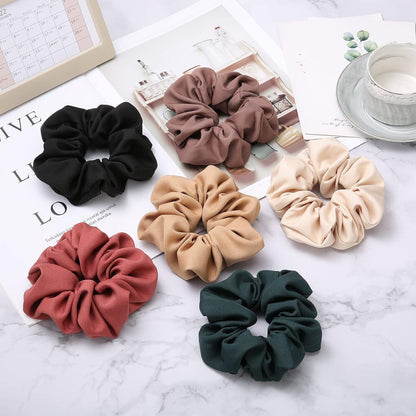 6er Set Haargummis Damen Mädchen Stoff 6 Farben Schwarz