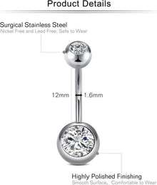Bauchnabelpiercing Set Chirurgenstahl Marmor Opal 14G 4er