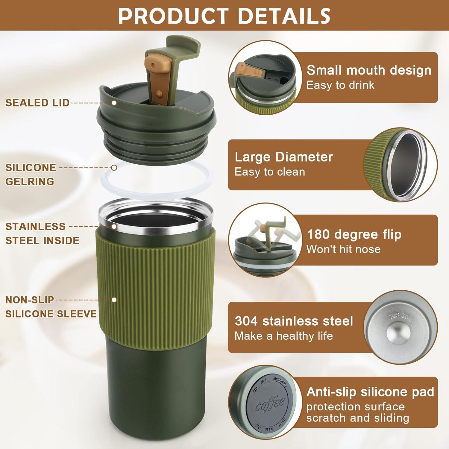 Isolierbecher Kaffeebecher to Go 450ml auslaufsicher Edelstahl-Tasse