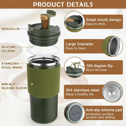 Isolierbecher Kaffeebecher to Go 450ml auslaufsicher Edelstahl-Tasse