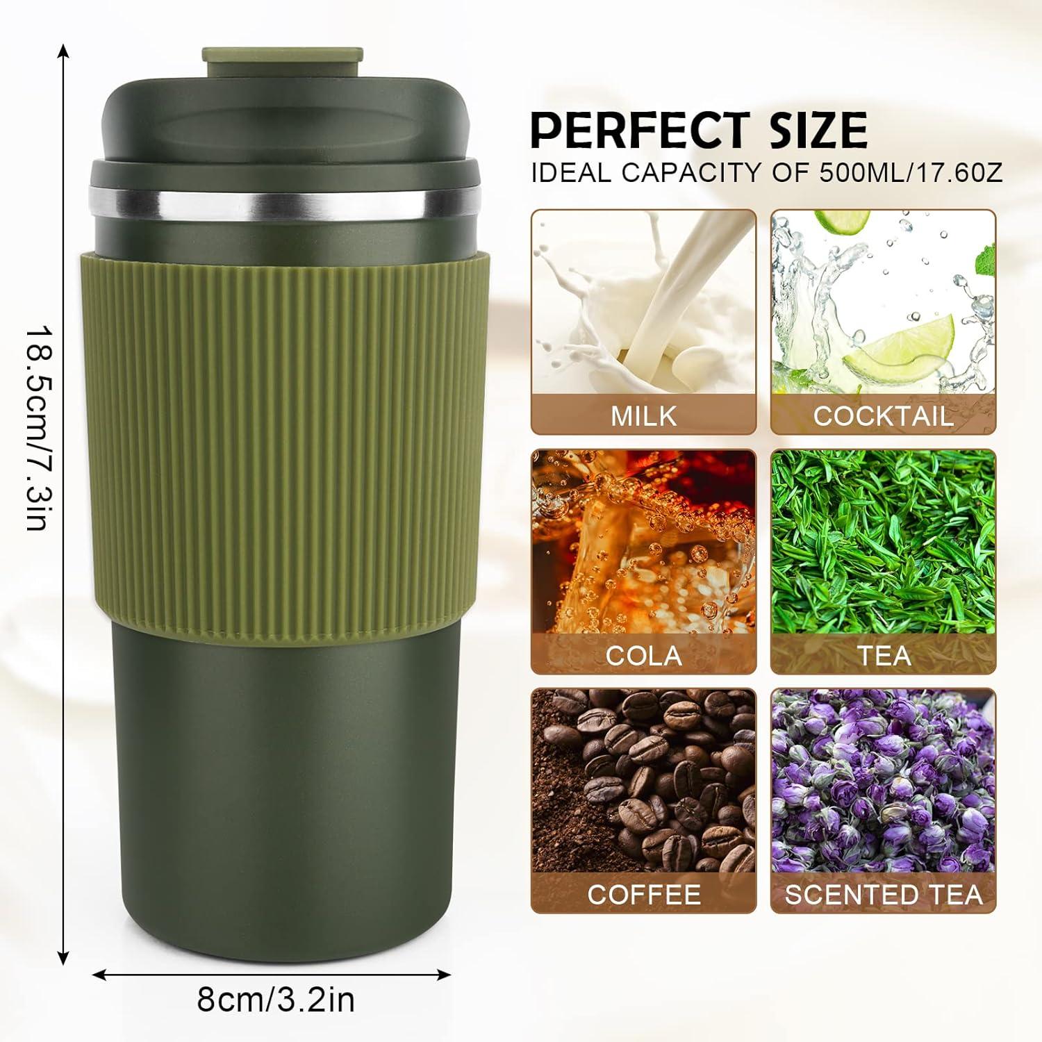 Isolierbecher 450ml auslaufsicher - für Kaffee Tee Wasser, Edelstahl, CS COSDDI